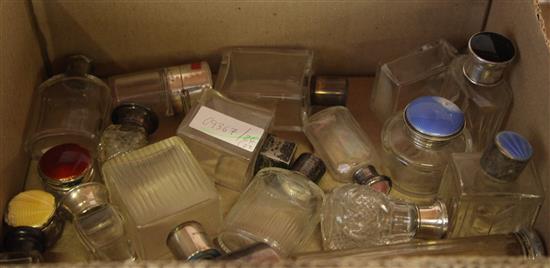 22 enamel and silver glass scent bottles